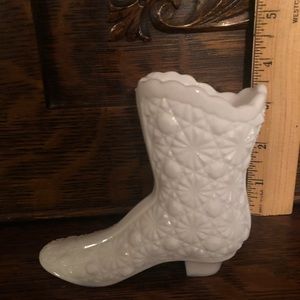 Fenton milk glass boot